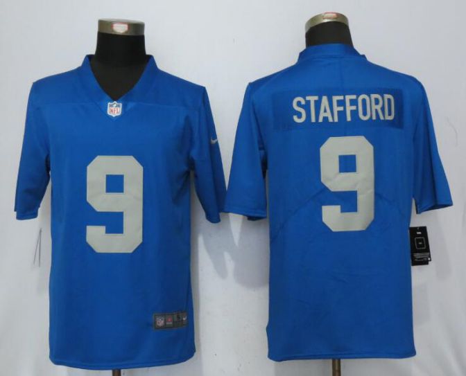 Men Detroit Lions 9 Stafford Blue Throwback Retired Player Vapor Untouchable Nike Limited NFL Jersey